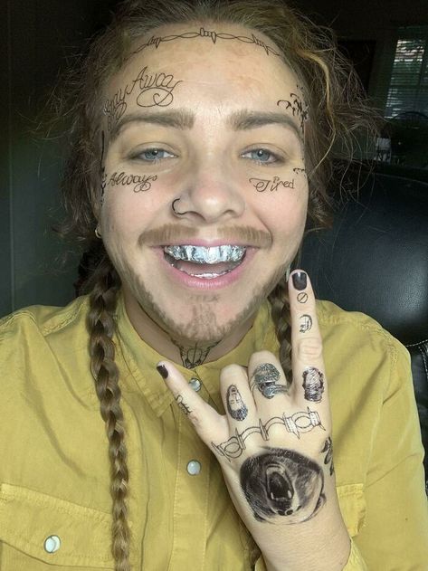 Post Malone For Halloween. Turned Out Better Than Anticipated Post Malone Halloween Costume, Quick Costumes, Clever Halloween, Clever Halloween Costumes, Hallowen Costume, Halloween Tattoo, Scary Halloween Costumes, Scary Costumes, Funny Costumes