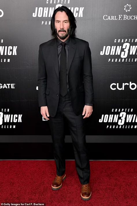 Keanu Reeves axed by Chinese video platforms after... | Daily Mail Online John Wick Suit, John Wick Hd, Christopher Abbott, New York People, Suit Brown, Keanu Reeves John Wick, Best Dressed Man, Black Two Piece, Brown Tie