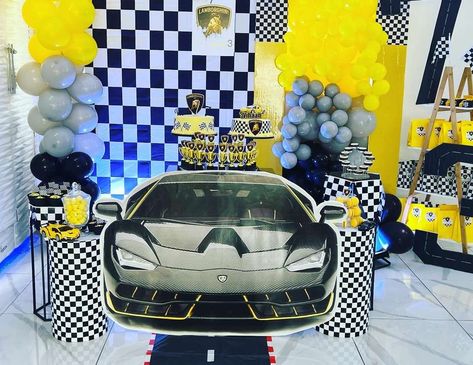 Cars / Trucks- Lamborghini Car Birthday / Birthday "Lamborghini Car Birthday " | Catch My Party Lamborghini Birthday Party Ideas, Lamborghini Birthday, Fast And Furious Birthday, Party Rental Ideas, Green Lamborghini, Cars Birthday Party Decorations, Construction Theme Party, Hot Wheels Party, Car Birthday Theme