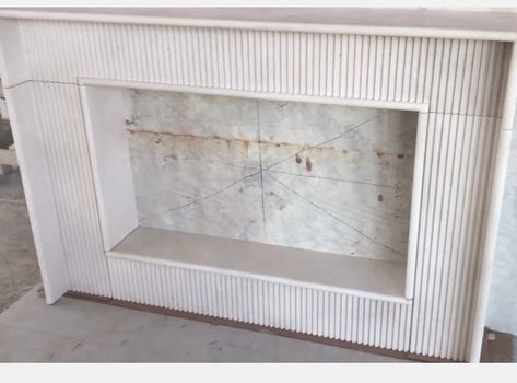 Fluted Marble Fireplace Surround, Fluted Tile Fireplace, Reeded Fireplace, Fluted Fireplace Surround, Fluted Fireplace, Indoor Fireplaces, Cottage Fireplace, Fireplace Mantel Surrounds, Natural Stone Fireplaces