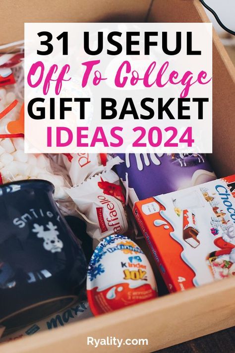 This is the best list of back to college gift basket ideas I've seen! College Gift Basket For Girls, College Gift Basket Ideas, Off To College Gift Ideas, Dorm Gift Basket, College Basket, College Gift Ideas, College Gift Baskets, College Student Gifts Christmas, College Dorm Gifts