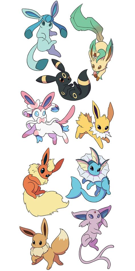 Cosmog Pokemon, Evoluzioni Eevee, Trin For Trin Tegning, Eevee Wallpaper, Cosplay Pokemon, Eevee Cute, Evolution Art, Pokemon Eevee Evolutions, Sticker Making