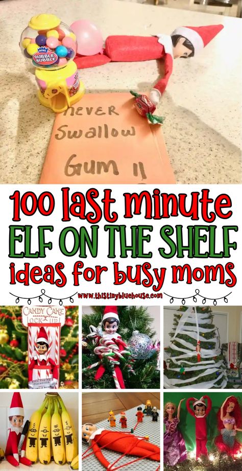 We've collected the best last minute elf on the shelf ideas. These lazy mom elf on the shelf ideas are quick and easy to setup on nights when you have no time or forgot.

From funny elf on the shelf ideas for kids to mischievous elf on the shelf pranks we've collected the best super easy and quick elf on the shelf ideas.

Head on over to find a creative elf on the shelf idea to wow your kids with very little effort. Things Elf On The Shelf Do, Weekend Elf On The Shelf, Elf Crash Landing, Elf On The Shelf Little Kids, Elf Of The Shelf For Toddlers, Elf Toddler Activities, Elf On The Shelf Educational Ideas, Elf On The Shelf I’m Back Idea, Elf On The Shelf With Hershey Kisses