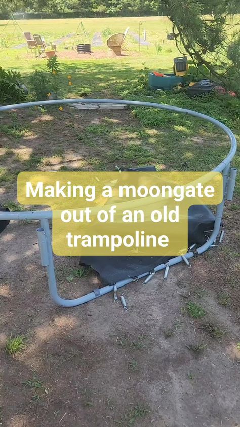 Ellie Bagwell | Making a Moongate out of an old trampoline. ✨️ This is a 10ft trampoline and it is the perfect size. I've been wanting a moongate in the… | Instagram Trampoline Upcycle Ideas, Recycled Trampoline, Garden Trampoline, Sunken Trampoline, Old Trampoline, Small Trampoline, Trampoline Springs, Trampoline Tent, Diy Teepee