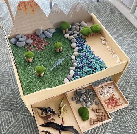 Sensory Play Dinosaurs, Small World Play Ideas, Small Kids Playroom, Whimsical Playroom, Play For Preschoolers, Dinosaur Small World, Small Kids, Playroom Ideas, Small World Play