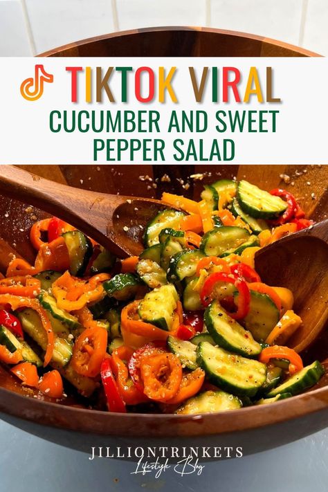 Cucumber Banana Pepper Salad, Cucumber And Pepper Salad With Ginger Dressing, Viral Sweet Pepper And Cucumber Salad, Cucumber Mini Pepper Salad, Cucumber Red Pepper Salad, Hye Rollers Recipe Tipsy Housewife, Viral Tik Tok Salad, Sweet Pepper Cucumber Salad, Sweet Pepper And Cucumber Salad