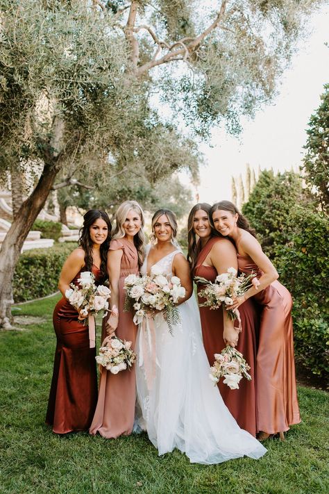 Summer Rust Wedding, Dusty Pink And Rust Wedding, Dusty Rose And Rust Wedding, Rust And Pink Bridesmaid Dresses, Dusty Rose Mismatched Bridesmaids, November Wedding Bridesmaids Dresses, Dusty Rose And Orange Wedding, Dusty Rose Burnt Orange Wedding, Terracotta And Pink Bridesmaid Dresses