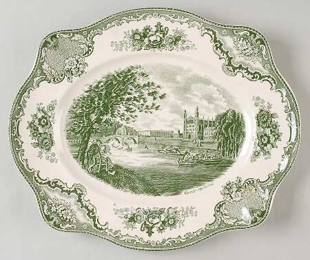 Johnson Brothers Old Britain Castles Green 11" Oval Serving Platter Green Transferware Dishes, Green China Dishes, Cottage Core Interior, Counter Top Decor, Britain Castles, Green Transferware, Old Britain, Green Chinoiserie, Kitchen Cabinet Inspiration