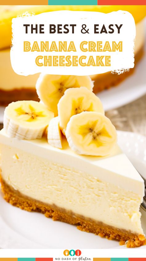 Discover the joy of homemade Banana Cream Cheesecake! A delectable blend of rich cream cheese, sweet ripe bananas, and a buttery vanilla wafer crust. Each layer is crafted to perfection, offering a symphony of flavors. Ideal for any occasion, this cheesecake promises to be the star of your dessert table. Don't just take our word for it, try it yourself and experience the bliss in every bite. Pin this recipe now and bring a slice of heaven into your kitchen! Banana Cream Recipes Desserts, Banana Cream Cheese Dessert, Easy Banana Cheesecake, Banana Cream Pie Cheesecake, Banana Cream Cheesecake Bars, No Bake Banana Pudding Cheesecake, Banana Cheesecake Recipe, Banana Cream Cheese, Cheesecake Banana