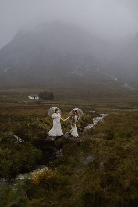 Glencoe Elopement, Cloudy Sunset, Rain Wedding, Mountain Images, Two Brides, Indoor Ceremony, Lgbtq Wedding, Wedding 2024, Elopement Inspiration