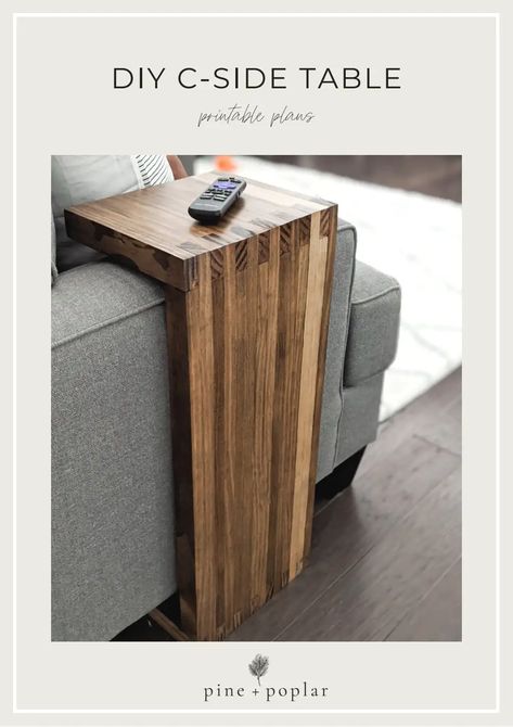 C Side Table Printable Plan.pdf Diy Sofa End Table, Slide Under Sofa Table, Diy C End Table, Couch End Table Diy, Sofa Arm Table Diy Plans, Wood Sofa Table Diy, Diy Couch Side Table, Diy C Shaped Side Table, Diy C Table