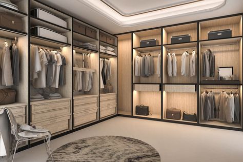 15 Amazing Walk-in Closets for Your Home Wish List - https://freshome.com/bedroom/15-amazing-walk-in-closets-for-your-home-wish-list/ Walk In Closet Size, Minimal Loft, Loft Luxury, Master Closet Design, Messy Closet, Walking Closet, Walk In Closet Design, Closet Organizing Systems, Shelving Design