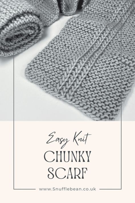 Quick & Easy Chunky Knit Scarf - Perfect for Beginners! [Free Written Pattern & Video Tutorial!] - Snufflebean Yarn Chunky Scarf Pattern Knit, How To Knit A Scarf For Beginners, Chunky Scarf Knitting Pattern, Chunky Scarf Pattern, Easy Blanket Knitting Patterns, Infinity Scarf Knitting Pattern, Easy Scarf Knitting Patterns, Chunky Knit Scarf, Knitted Scarves