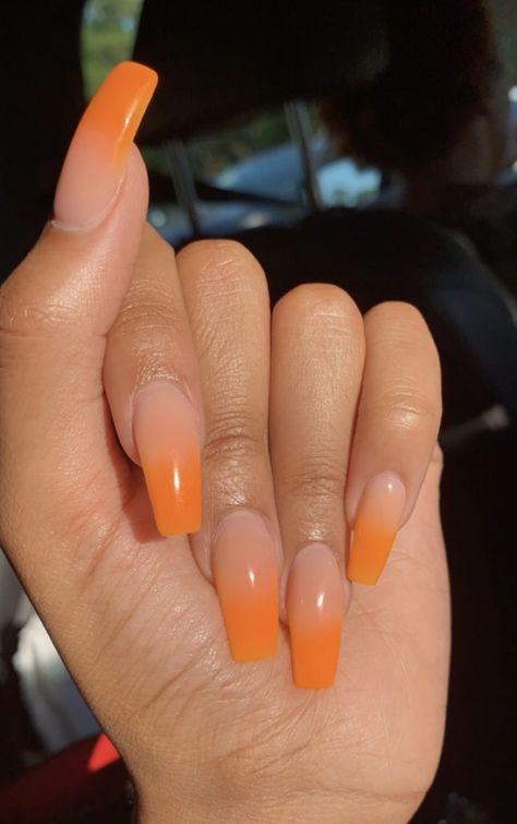 Orange Ambre Nails, Ombré Orange Nails, Ombre Orange Nails, Orange Jelly Nails, Red And Orange Nails, Orange Ombré Nails, Light Orange Nails, Ombre Wedding Nails, Ambre Nails