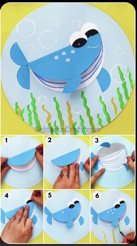 Whale Art Project, Under The Sea Activities For Kids, Sea Crafts For Kids, Paper Whale, Whale Crafts, Under The Sea Crafts, Paper Plate Craft, Kindergarden Activities, Toddler Arts And Crafts