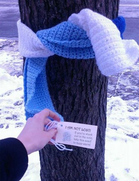 Be The Change You Want To See In The World – Charity Crafting – Crochet Homeless Ideas, Community Service Ideas, Charity Work Ideas, Telephone Pole, Blessing Bags, Scarf Ideas, Knitting For Charity, Charity Project, Free Scarf