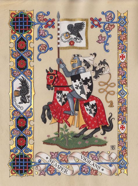 Heraldry Medieval Art Knight, Medieval Illustration Art, Medieval Art Illustration, Medieval Art Paintings, Medieval Illuminated Manuscript, Medieval Painting, Middle Ages Art, Kartu Tarot, Art Medieval