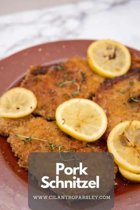 Panko Pork Chops, Pork Schnitzel Recipe, Schnitzel Recipe, Cilantro Parsley, Schnitzel Recipes, Dinner Recipes Healthy Family, Breaded Pork Chops, Pork Schnitzel, Fried Pork Chops