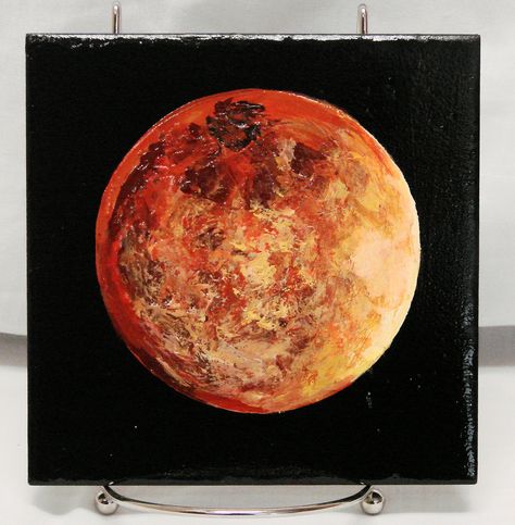 Mars Original, acrylic Painting on 6" x 6" ceramic tile. Protective finish to give it an illustrious finish. To be displayed on an easel or shadowboxed. Mars Painting, Planet Painting, Planet Drawing, Art Alevel, Beach Canvas Art, Astronomy Art, Small Canvas Paintings, Acrylic Painting Lessons, Record Art