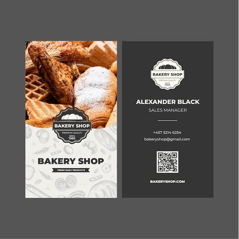 Bakery Visiting Card Design, Business Card Bakery, Bakery Card Design, Business Paperwork, Card Fonts, Business Card Fonts, Bakery Business Cards Templates, Coffee Machine Design, Vertical Business Card