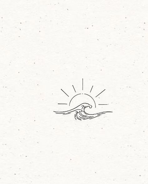 Sun On Water Tattoo, Tattoo Ideas To Draw On Yourself, Small Tattoo Ideas Wave, Mens Wave Tattoo, Sun With Waves Tattoo, Simple Sea Tattoo Ideas, Yes You Can Tattoo, Wave Tattoo Behind Ear, Tattoo Sun And Wave