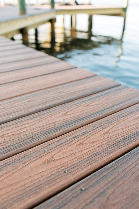 Trex Transcend decking in Spiced Rum was used on the dock of the @hgtv Dream… Lakehouse Deck, Trex Deck Colors, Nautical Outdoor Decor, Trex Transcend, Composite Deck Railing, Hgtv Dream Homes, Deck Colors, Hgtv Dream Home, Deck Designs Backyard