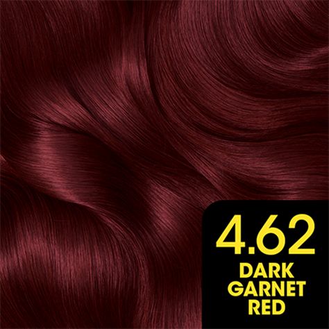 Olia by Garnier 4.62 Dark Garnet Red Garnet Color Hair, Dark Garnet Red Hair, Garnet Hair Color, Garnet Red Hair, Dark Red Hair Box Dye, Faded Dark Red Hair, Garnet Hair, Garnier 42 Deep Burgundy, Chroma Garnet Hair Color Loreal