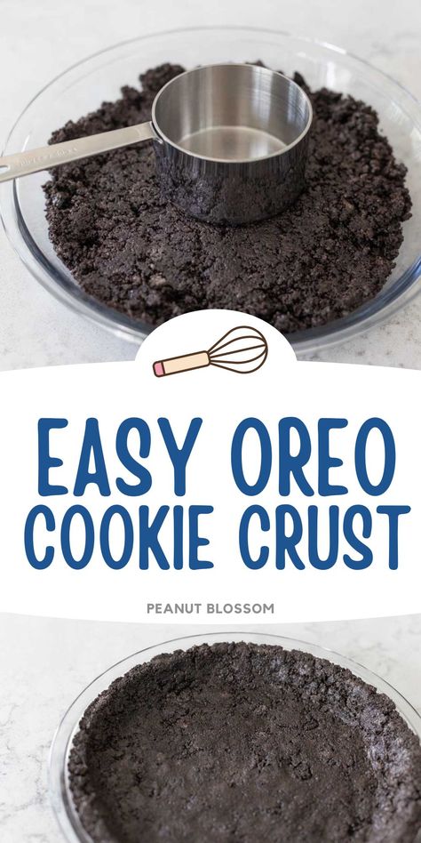 Want to make the perfect Oreo cookie crust for a traditional 9-inch pie OR a delicious layered torte? This recipe includes instructions for both. Prep this cookie crust in under 10 minutes for tons of delicious no bake dessert ideas. Chocolate Cookie Crust, Oreo Cookie Crust Desserts, Easy Oreo Pie Crust, Homemade Oreo Pie Crust, Oreo Cookie Pie Crust Recipe, Chocolate Pie Oreo Crust, Oreo Crust Recipe, Cookie Crust Recipe, Oreo Pie Crust