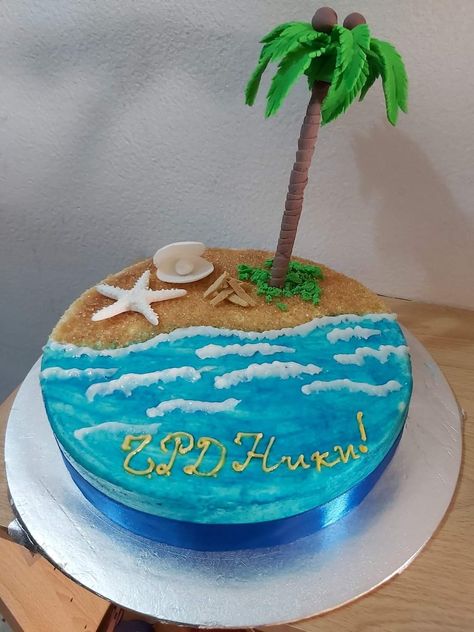 Simple Beach Cake, Beach Theme Cakes Birthday, Beach Theme Cakes, Beach Themed Cakes, Beach Cake, Beach Cakes, Summer Theme, 9th Birthday, Beach Theme