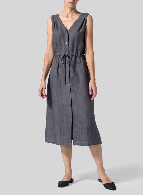 Linen Outfits, Vivid Linen, Jumper Skirt, Grey Maxi Dress, Comfy Dresses, Linen Shop, Midi Dress Sleeveless, Sleeveless Maxi Dress, Linen Clothes