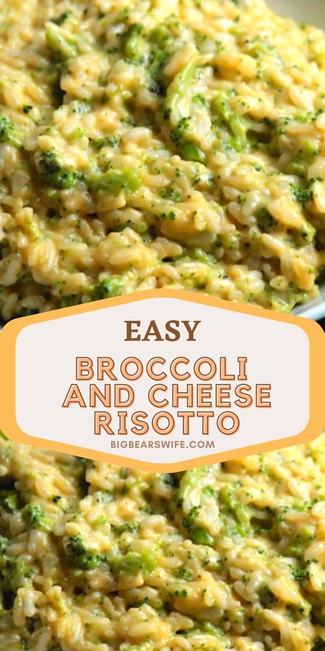 Creamy Broccoli Risotto, Rosoto Recipes Risotto Chicken, Different Risotto Recipes, Broccoli Cheddar Risotto, Broccoli Cheese Risotto, Broccoli Risotto Recipes, Broccoli And Cheese Rice, Chicken Broccoli Risotto, Risotto Meals