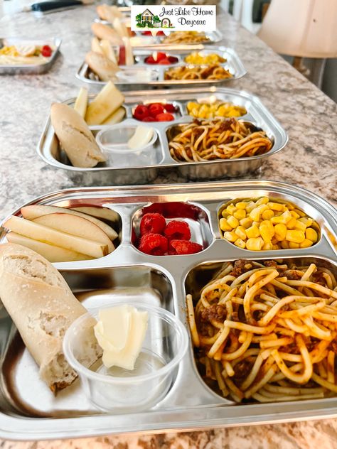 Taco Spaghetti Easy Daycare Meals, Homeschool Lunches, Daycare Lunch Ideas, Homemade School Lunches, Daycare Schedule, Care Meals, Toddler Menu, Daycare Meals, Kids Lunch Box Meals