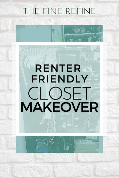 There are 3 rules for renters closet makeovers:  The organizing system needs to be easy to set up, not damaging to walls and existing structures, and be easy to remove.  Check out this renter friendly closet organization using the ClosetMaid 53000 system. Renter Friendly Closet, Rental Closet, Tiny Closet Organization, Small Closet Room, Small Closet Makeover, Closet Makeovers, Apartment Closet Organization, Closet Maid, Entryway Closet