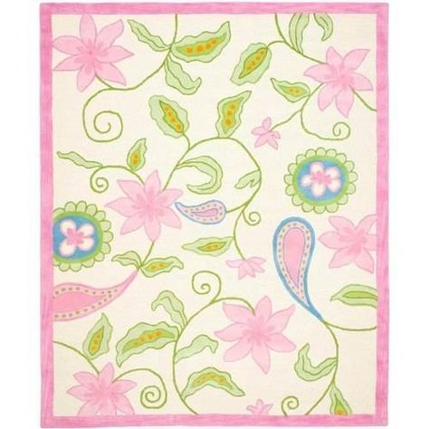 Safavieh Rug, Childrens Rugs, 4 Wallpaper, Kids Products, Kids Play Area, Pink Area Rug, Floral Area Rugs, Floral Vine, Ivory Rug