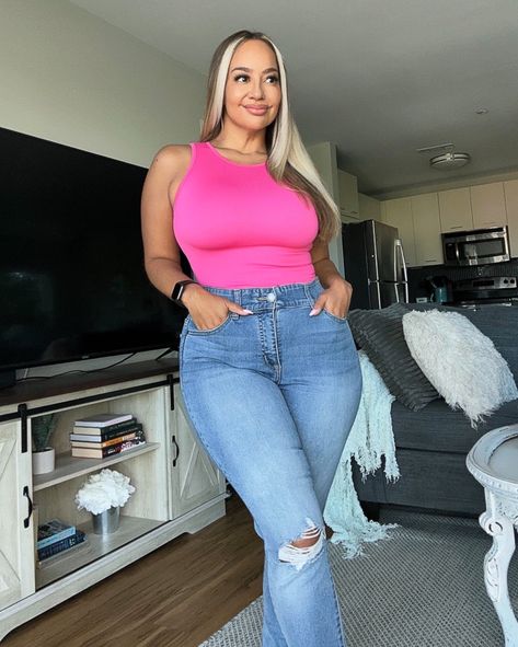 Barbie hot ounk ribbed shaping affordable bodysuit Barbie Leotard Bodysuit, Hot Pink Bodysuit Outfit, Pink Bodysuit Outfit, Straight Flare Jeans, Bodysuit Outfit Ideas, Hot Pink Bodysuit, Womens Shapewear, Long Denim Pants, Mens Leotard