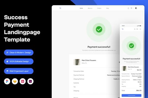 Success Payment Landing Page Template Booking Confirmation Design, Payment Page Ui Design, Payment Successful, Google Notes, Ui Website, Success Message, Mobile App Design Inspiration, Ui Design Website, Web Elements