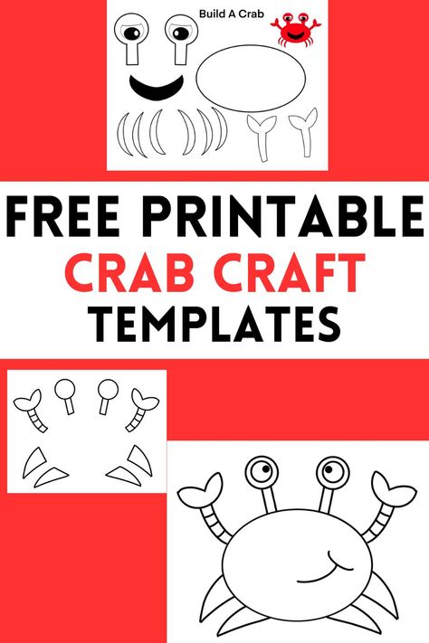 crab craft templates for kids crafts including cut and paste crab, coloring page, and a template to trace. Crab Templates Free Printable, Crab Craft Preschool, Crab Template, Crab Coloring Page, Speech Therapy Organization, Summer Crafts And Activities, Crab Craft, Crab Crafts, Kids Crafts Ideas