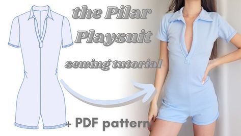 how to sew the pilar playsuit Tutorial Clothes, Fashion Design Classes, Fashion Design Template, Mode Crochet, Sewing Tutorials Clothes, Diy Clothes Design, Garment Pattern, Skirt Patterns Sewing, Sewing Design