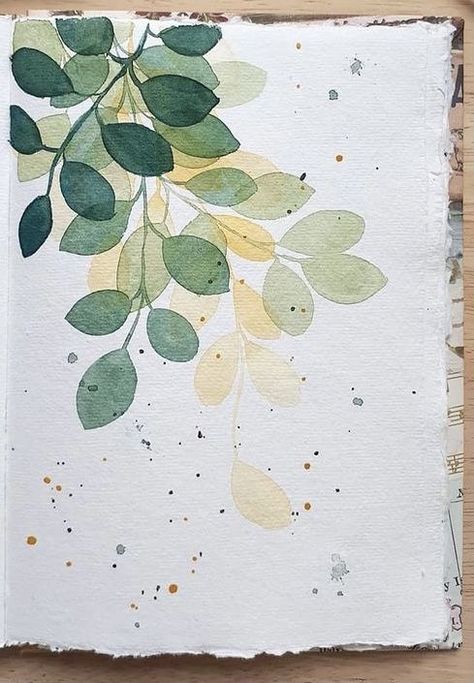 Pastel Leaf Art, Watercolor Art Greenery, Foliage Watercolor Painting, Water Colour Leafs, Book Illustration Art Vintage Prints, Botanical Painting Watercolour, Watercolor Art Leaves, Easy Aquarell Painting, Abstract Watercolor Art For Beginners