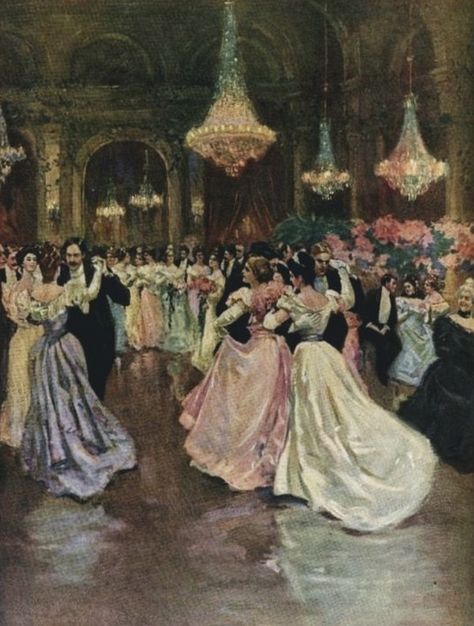 Ballroom Aesthetic, Couples Dance, Fancy Dress Ball, Ladies Home Journal, Victorian Paintings, Home Journal, Dance Paintings, Rennaissance Art, Gilded Age