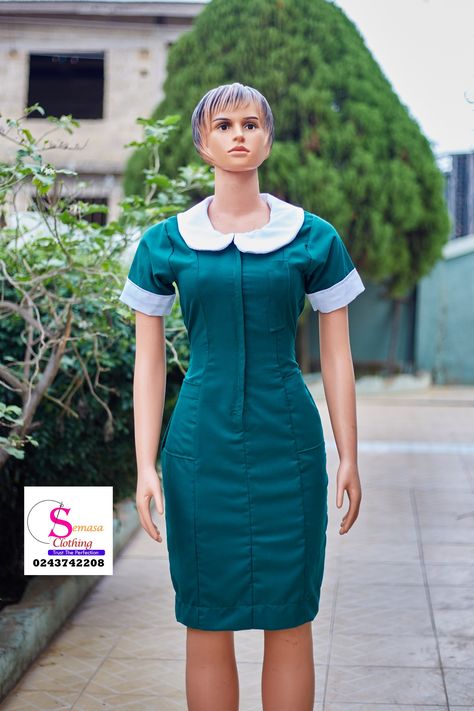 Nurse uniform by SEMASA CLOTHING 0243742208 Ghana Nurses Green Uniform, Nurse Scrubs Dress, Nurse Gown Uniform Nigeria, Nurse Uniform Design, Nurses Dress Uniform Style, Nurses Uniform Modern, Scrubs Nursing Uniforms, Nurse Dress Uniform, Cornrows Braids For Black Women