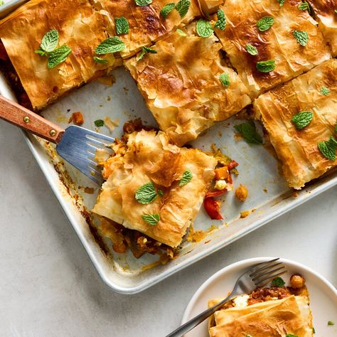 Spiced Vegetable Phyllo Pie Recipe Phyllo Pie, Phyllo Recipes, Spiced Vegetables, Chickpea Stew, Preserved Lemons, Phyllo Dough, Vegetable Stew, Nyt Cooking, Feeding A Crowd