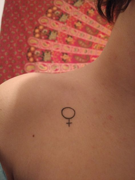 Women Tattoos Feminist, Minimalist Tattoo Feminist, Feminist Sign Tattoo, Symbol Of Femininity, Femist Tattoos, Liberal Tattoo Ideas, Female Sign Tattoo Symbols, Womens Rights Tattoo, Women Power Tattoo Ideas