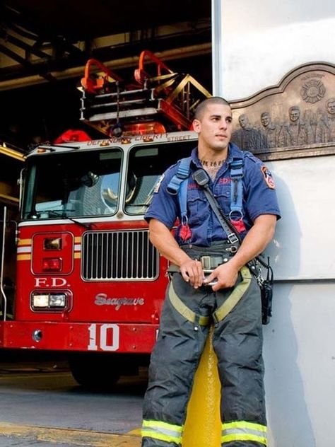 Hot!! Fire Department Photography, Firefighter Calendar, Firefighter Pictures, Men's Uniforms, Environmental Portraits, Men In Uniform, Fire Truck, Fire Department, Senior Photos