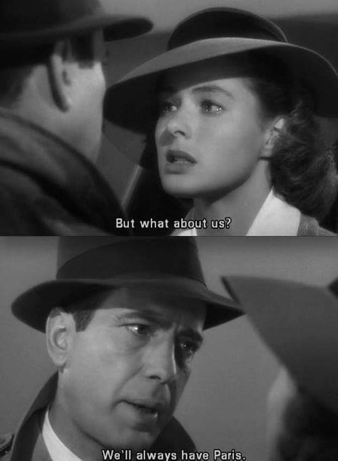 Humphrey Bogart and Ingrid Bergman in Casablanca (1942) Casablanca Quotes, Humphrey Bogart Casablanca, Old Movie Quotes, Casablanca Movie, Casablanca 1942, Classic Movie Quotes, Old Movie, Black And White Movie, Old Hollywood Movies