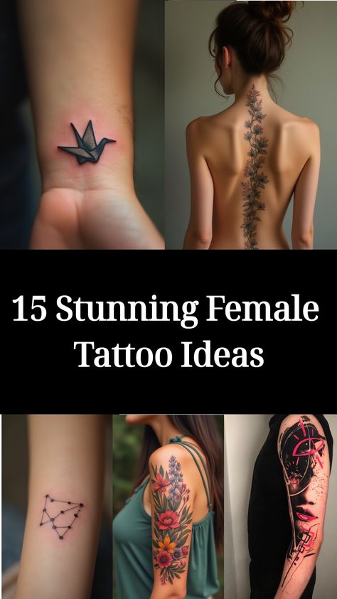 15 Stunning Female Tattoo Ideas Unique Tattoo Designs Women, Viking Tattoos For Women Warriors, Romantic Tattoos For Women, Tatoos Woman Ideas, Easy Small Tattoos, Top Of Shoulder Tattoos For Women, Unique Feminine Tattoos, Simple Feminine Tattoos, Unique Mini Tattoos