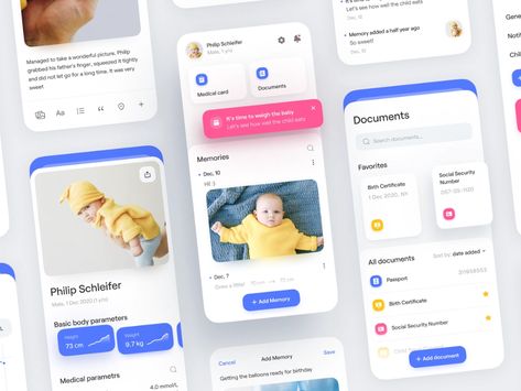 Memories Images, Minimalistic Icons, Light Color Palette, Diary App, Baby Diary, Baby Apps, Ui Ux App, App Concept, Tracking App