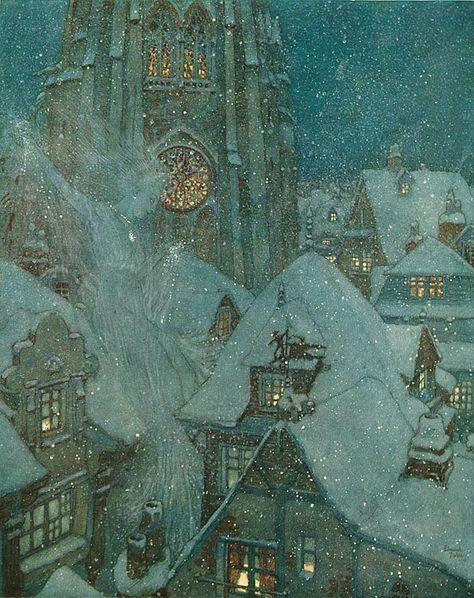 Second Story: About A Little Boy And A Little Girl; The Snow Queen and other Stories by Hans Christian Andersen ~ Hodder & Stoughton ~ 1911 Edmund Dulac, Andersen's Fairy Tales, The Snow Queen, Spiritual Artwork, Fairytale Illustration, Fairytale Art, Art Et Illustration, Hans Christian, Snow Queen