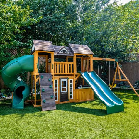 Sam’s Club is currently offering this KidKraft Adventure Bend Swing Set for only $1,499 (reg. $2,499, was $1,999). You save 40% off the retail price for this backyard playset. Plus, this item ships free for Plus members. This deal price is the best price we could find online by about $500. The KidKraft Adventure Bend […] The post KidKraft Adventure Bend Swing Set first appeared on Frugal Buzz. Backyard Playset, Kids Backyard Playground, Wooden Swing, Playhouse Outdoor, Playset Outdoor, Wooden Swings, Backyard Playground, Rock Wall, Outdoor Swing