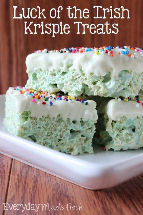 St Patrick Day Snacks, St Patrick Day Treats, St Patricks Day Food, Wonderful Wednesday, Rice Crispy Treats, Crispy Treats, Rice Krispie Treats, Rice Krispie, Irish Recipes